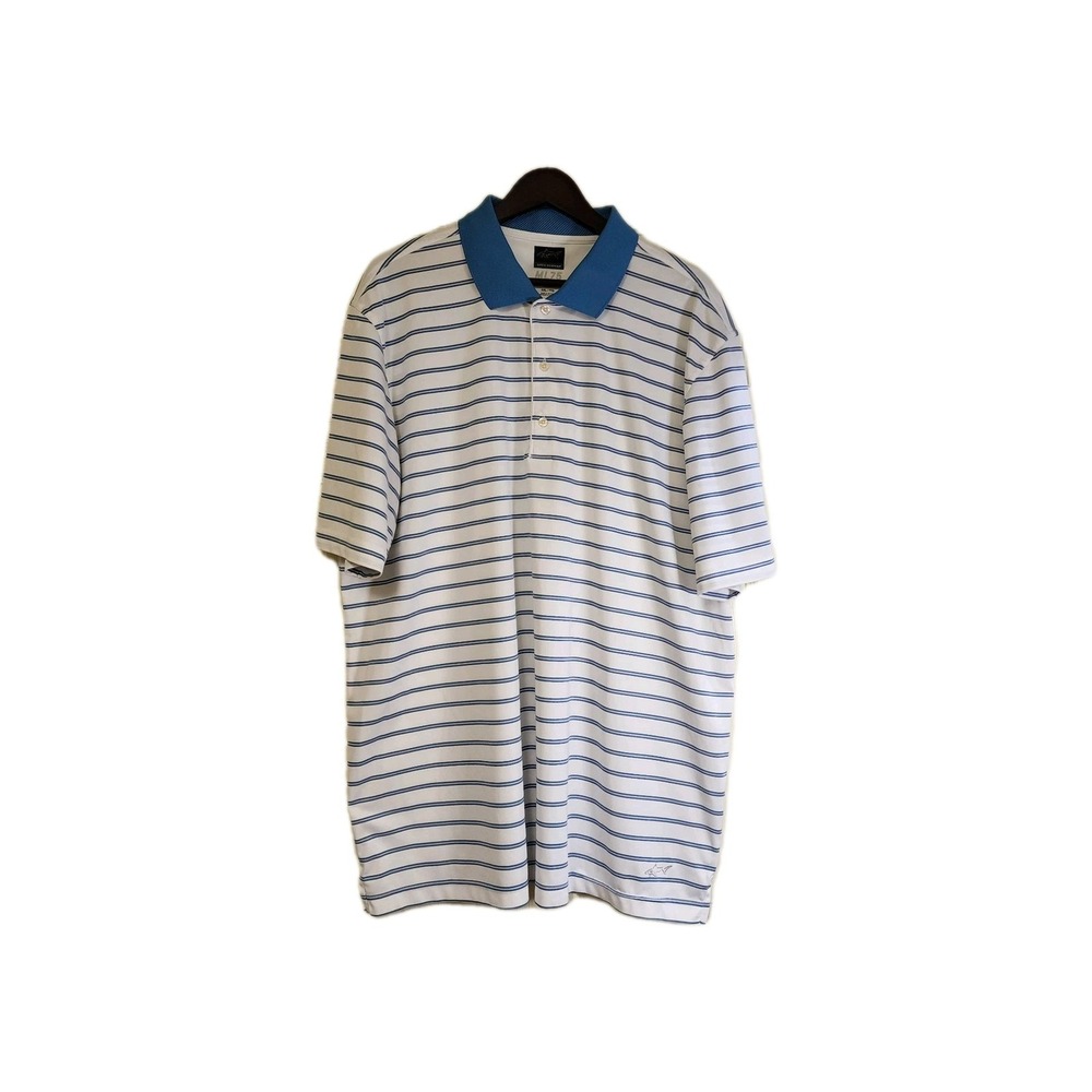 Greg Norman ML75 Play Dry Golf Polo White Blue And Pink Striped XXL NWOT